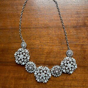 Liz Claiborne Silver Statement Necklace with Faux Pearls and Rhinestones
